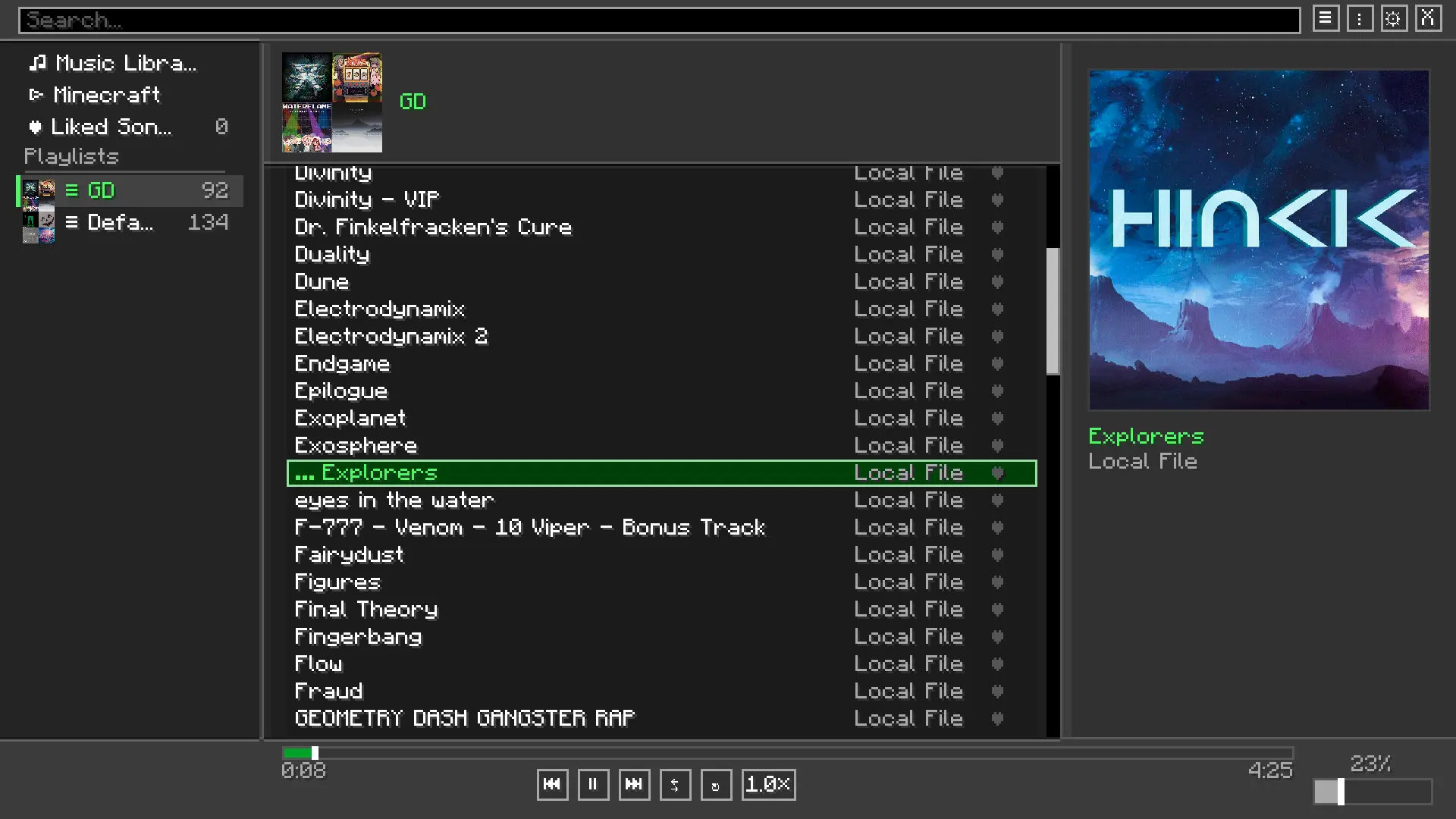Melodix Playlist Player Menu