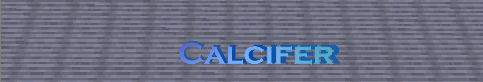 A wall made out of calcite pillars with the word "Calcifer" inscribed onto it