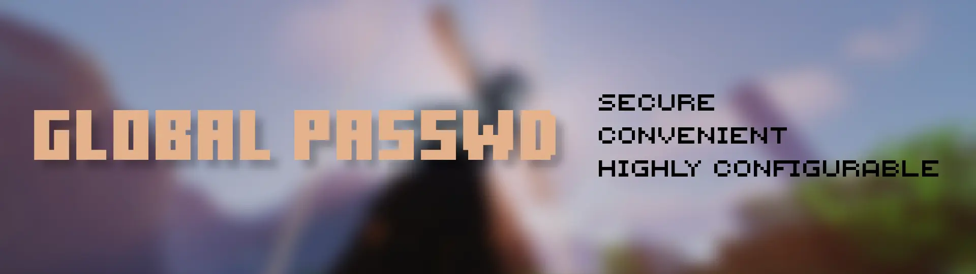 A banner showing the plugin name (Global Passwd) with its 3 key elements, being secure, convenient and highly customizable.