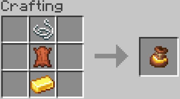 This image shows the recipe for an expanded bundle which takes 1 string, 1 leather, 1 gold ingot in a vertical line