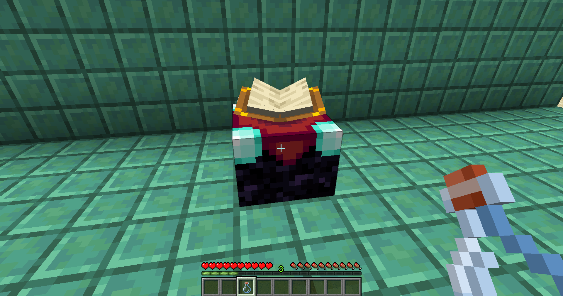 Right click with blottle in table to store XP