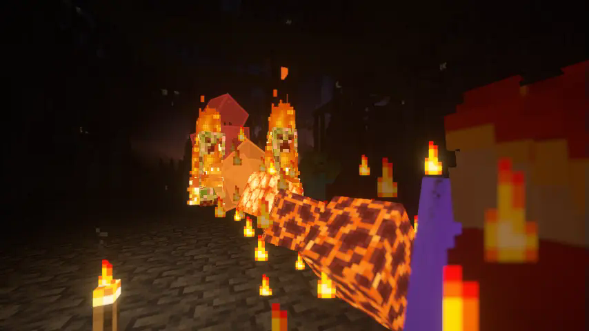 Image: Guarding releases a stream of fire magic