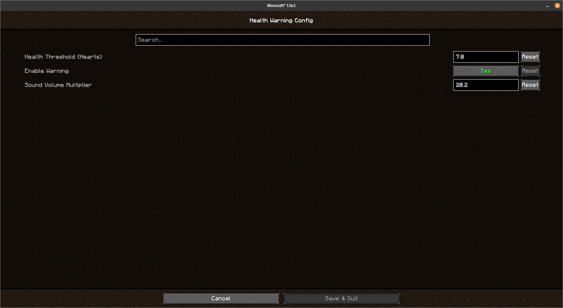 Config menu