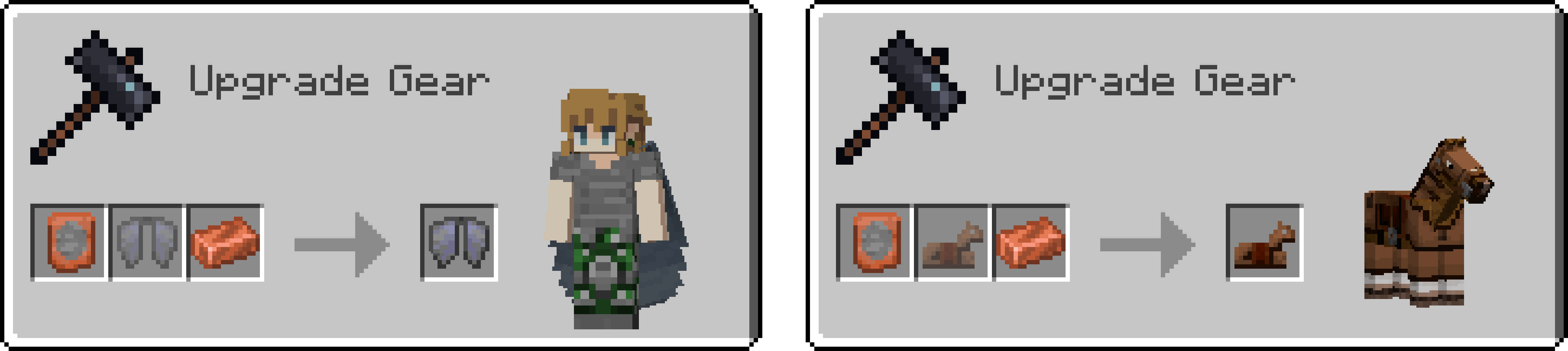 This gif shows the smithing recipes