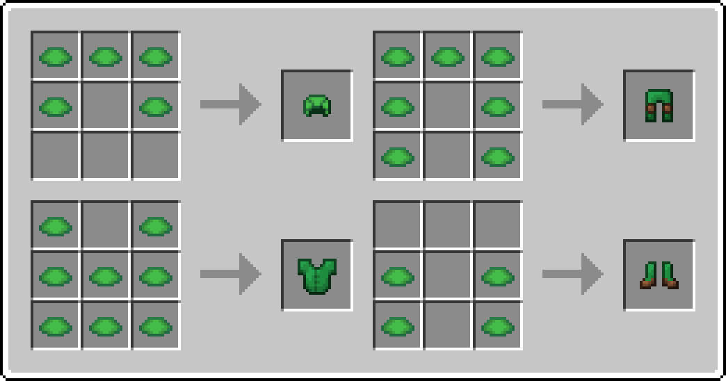 Turtle armor set crafting recipes