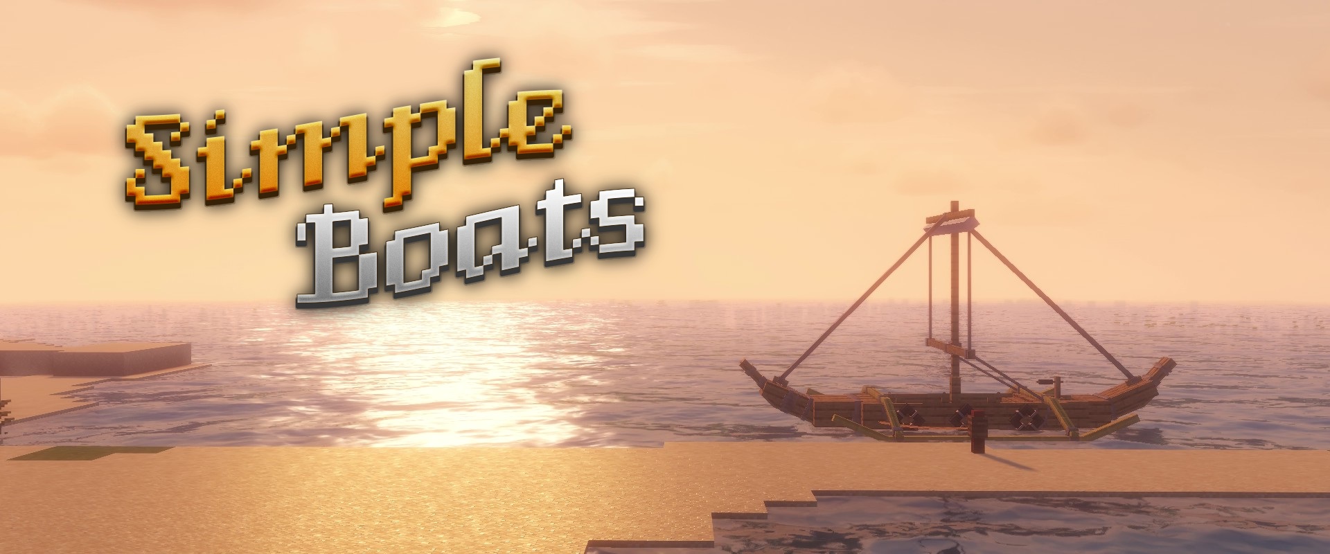 Sailboat moored at the shore, sunset background