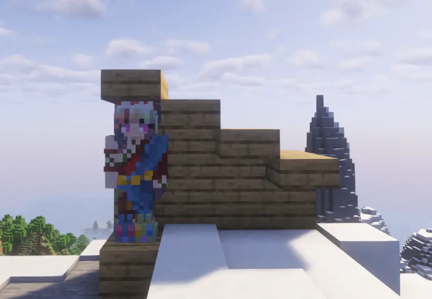 Image of the largest scale (size 1.33) of Minecraft character with slabs for comparison