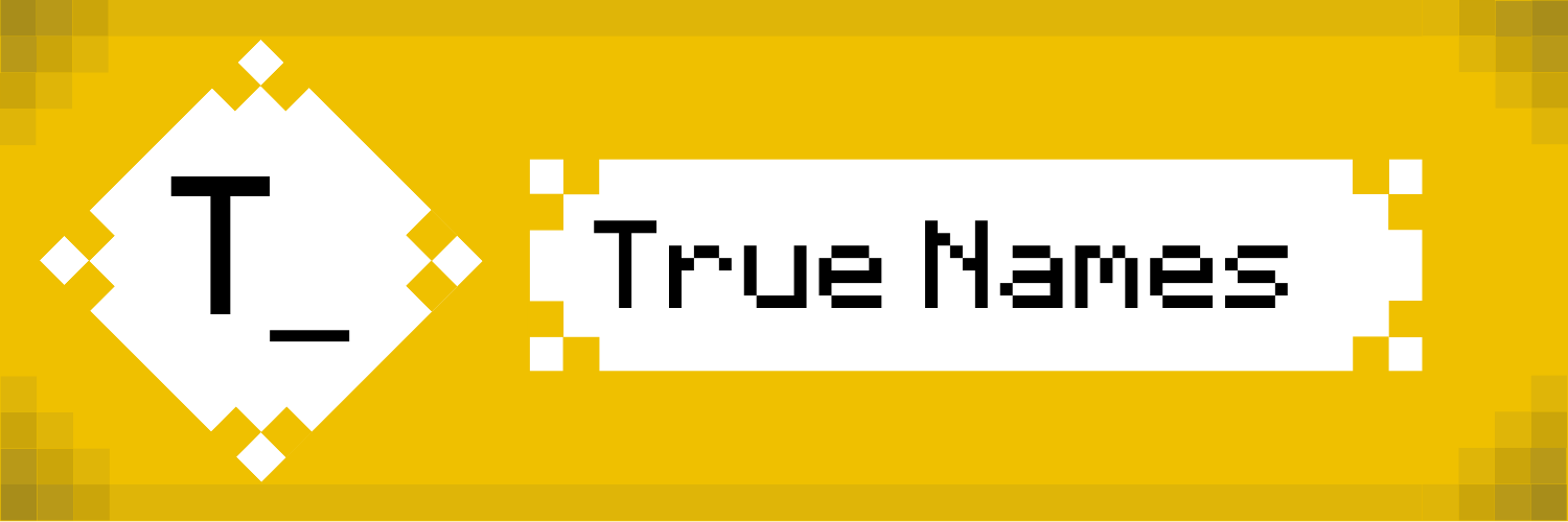 Banner image of logo and text 'true names'