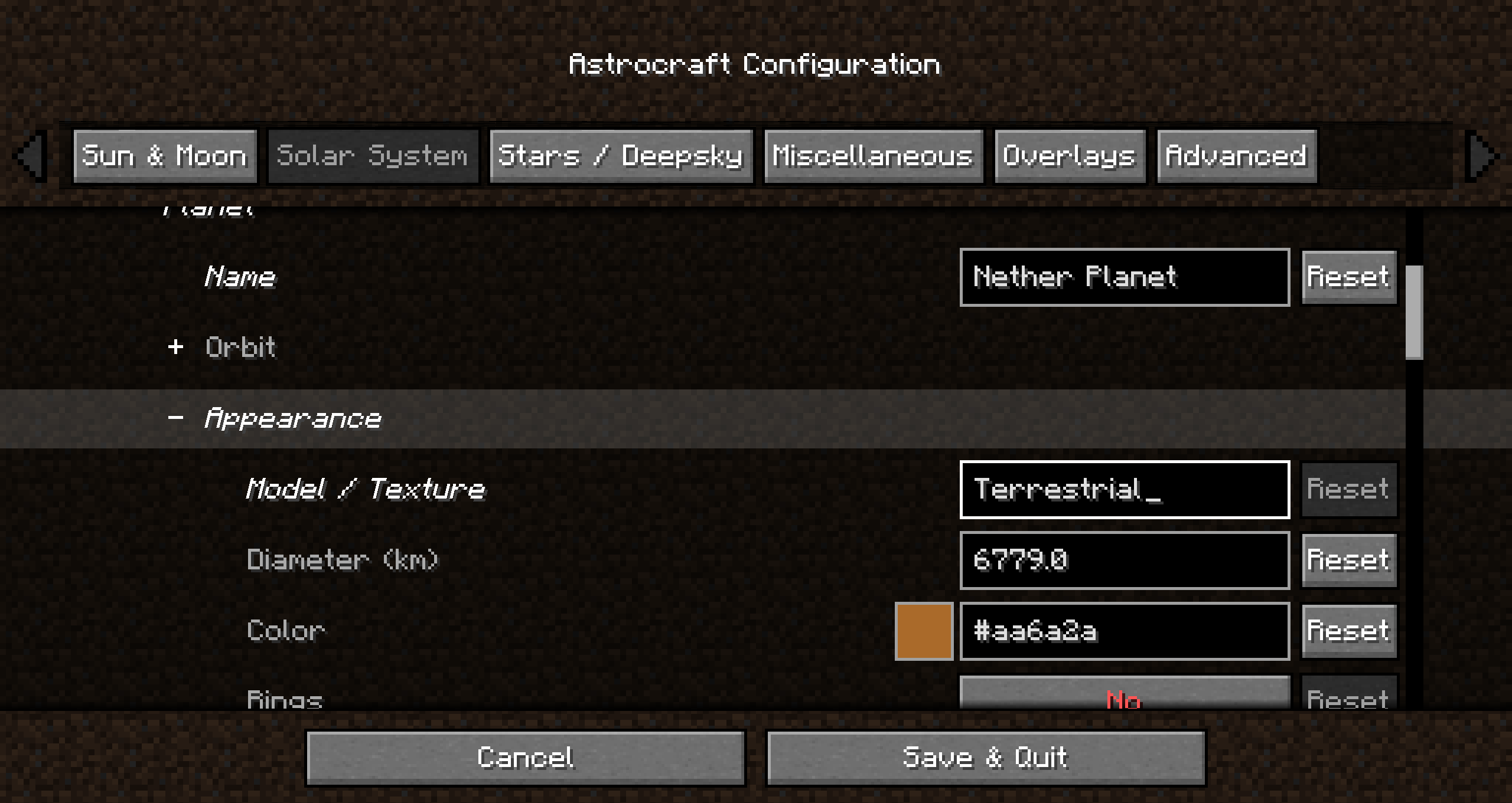 Config Menu