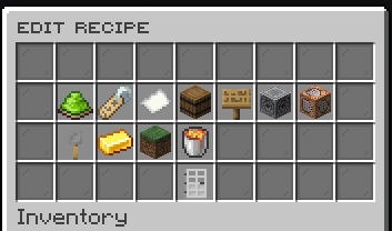 In-game recipe editor with recipe settings