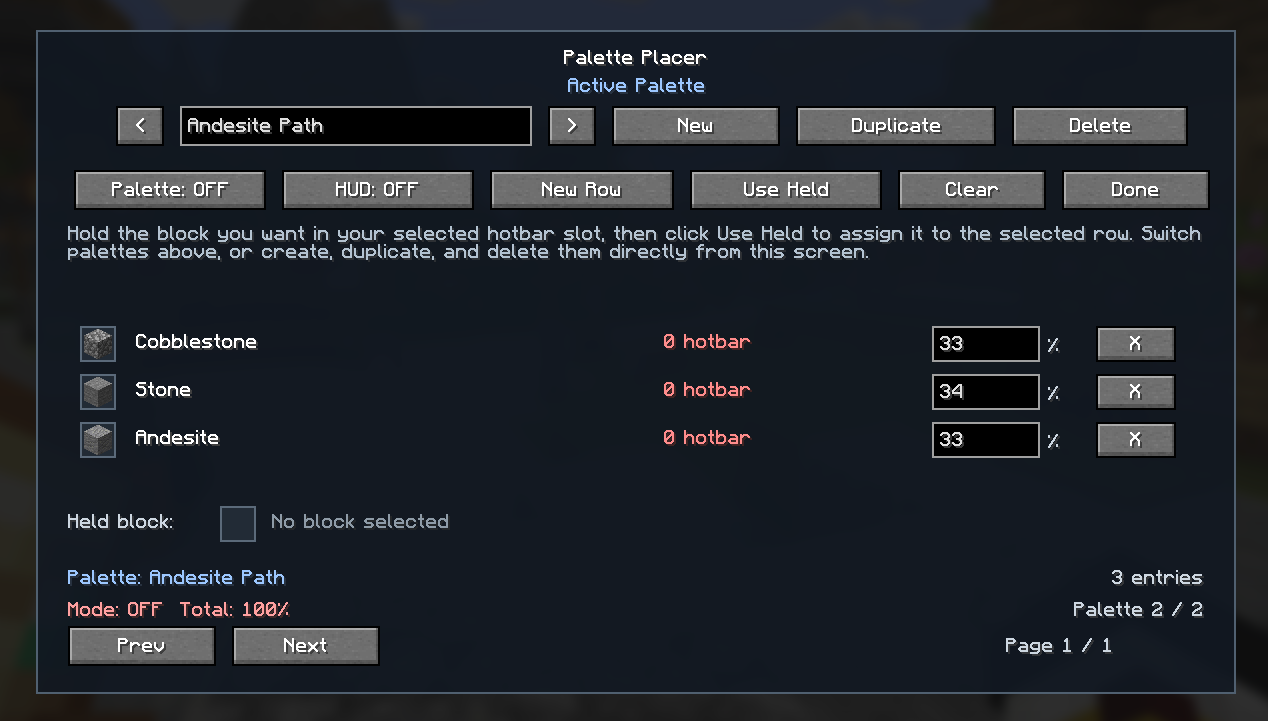Palette Placer Main UI For Customization