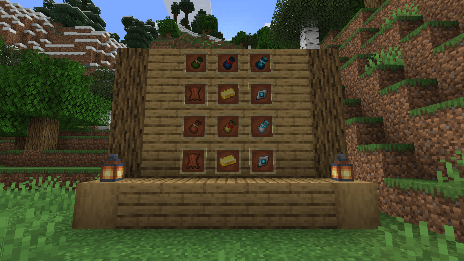 all pouches on a display