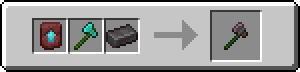 Smithing Table with Slots filled with a Netherite Upgrade Template, a Mystical Diamond Axe, and a Netherite Ingot