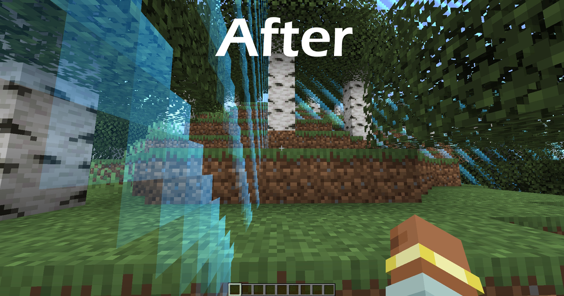 A player next to the world border in Minecraft, demonstrating the game after applying the No Worldborder Tint mod.