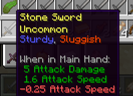 An uncommon stone sword with a few modifiers.
