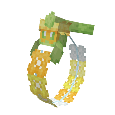 A Comfey holding yellow flowers looking at the viewer