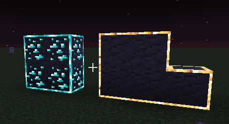 Emissive diamonds next to Emissive Andesite, showcasing the new features