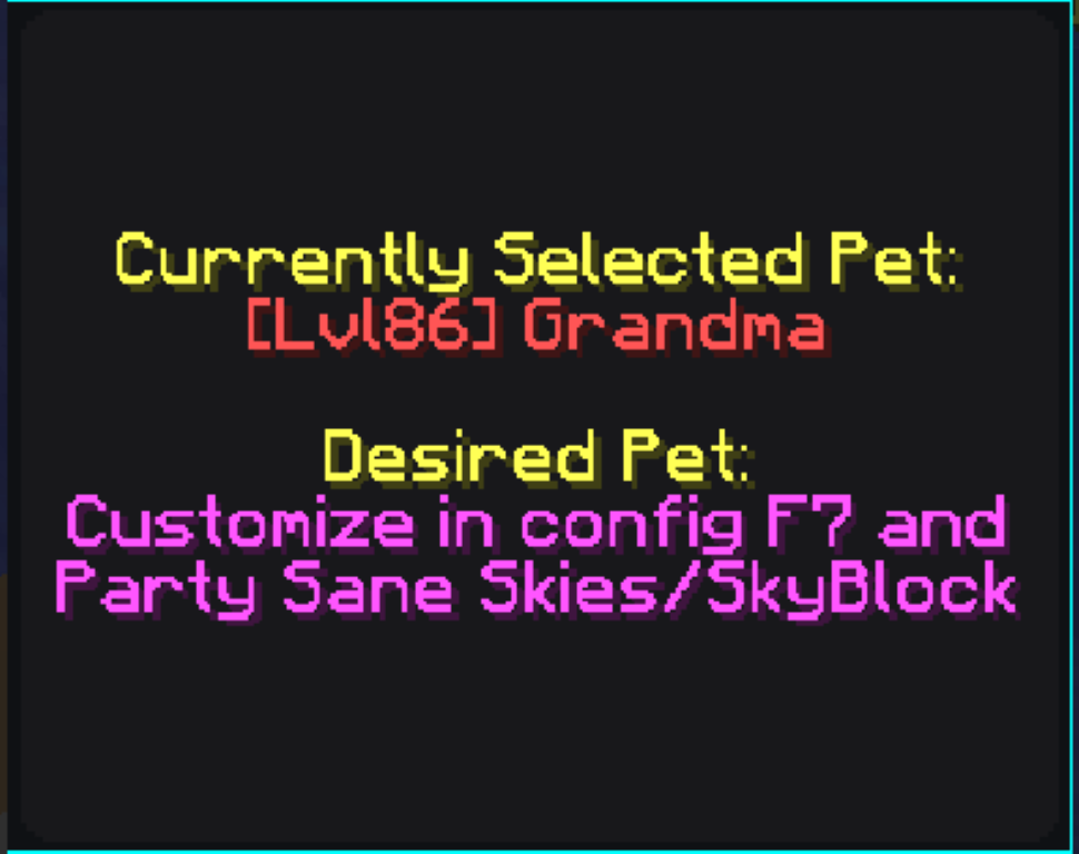 Pizture of GUI element Showing Pet to use for Minion when minion GUI is open