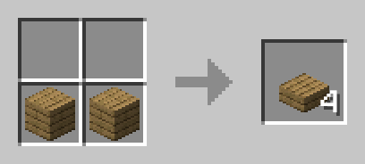 2 blocks placed next to each other horizontally to craft 4 slabs