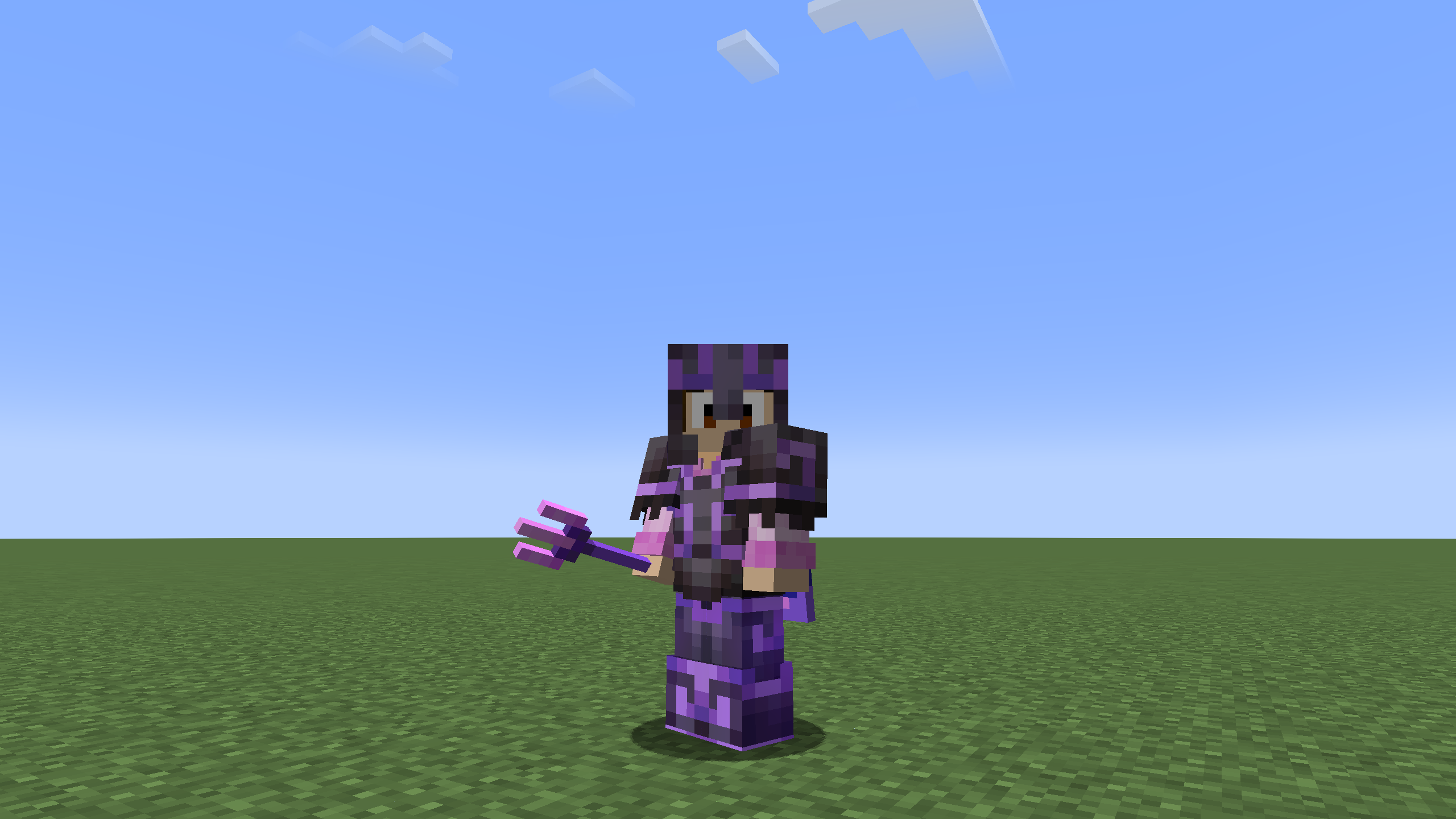 Purple trident with netherite armor