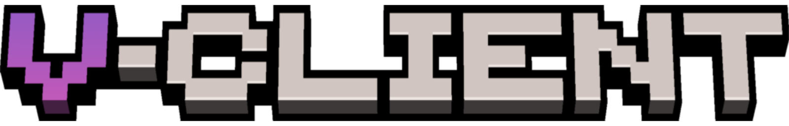 3D Render of the V-Client logo as it appears on the Minecraft title screen.