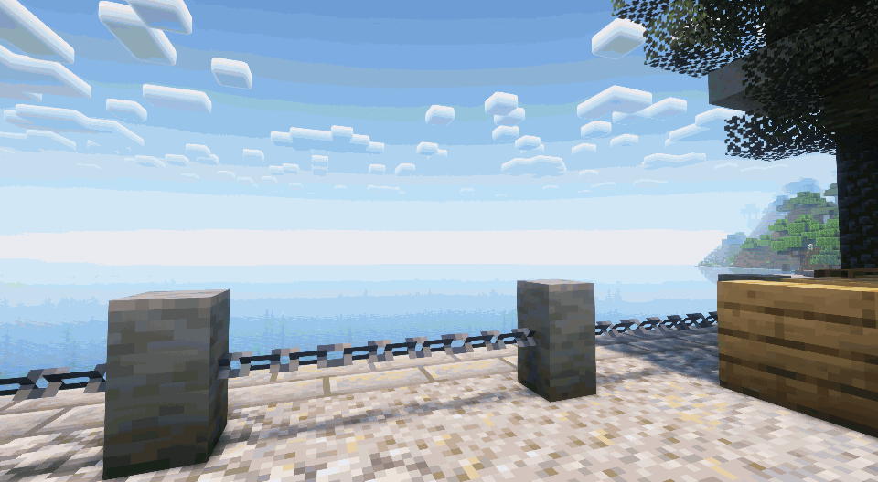 An animated gif showcasing the difference between vanilla and the custom chains