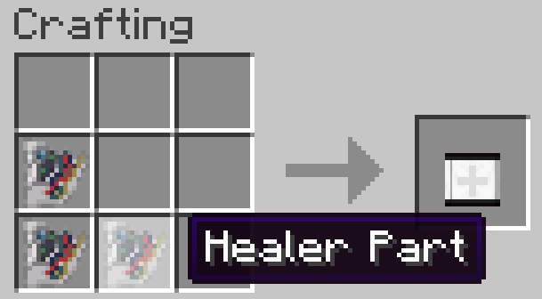 The crafting recipe for a healer using healer parts.