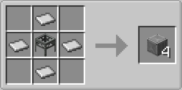 Crafting recipe: andesite scaffolding surrounded by iron sheets