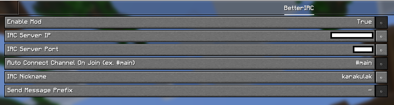 config screen