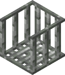 A block made of bars.  It has a floor and three walls.