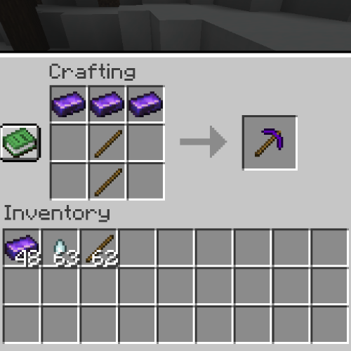 Crafting an Obsidian Pickaxe