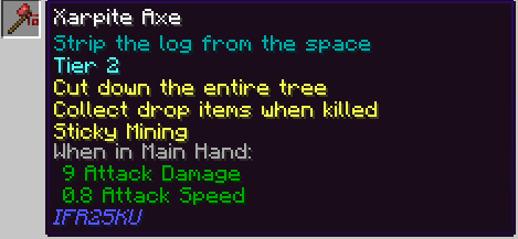 Xarpite Axe tooltip