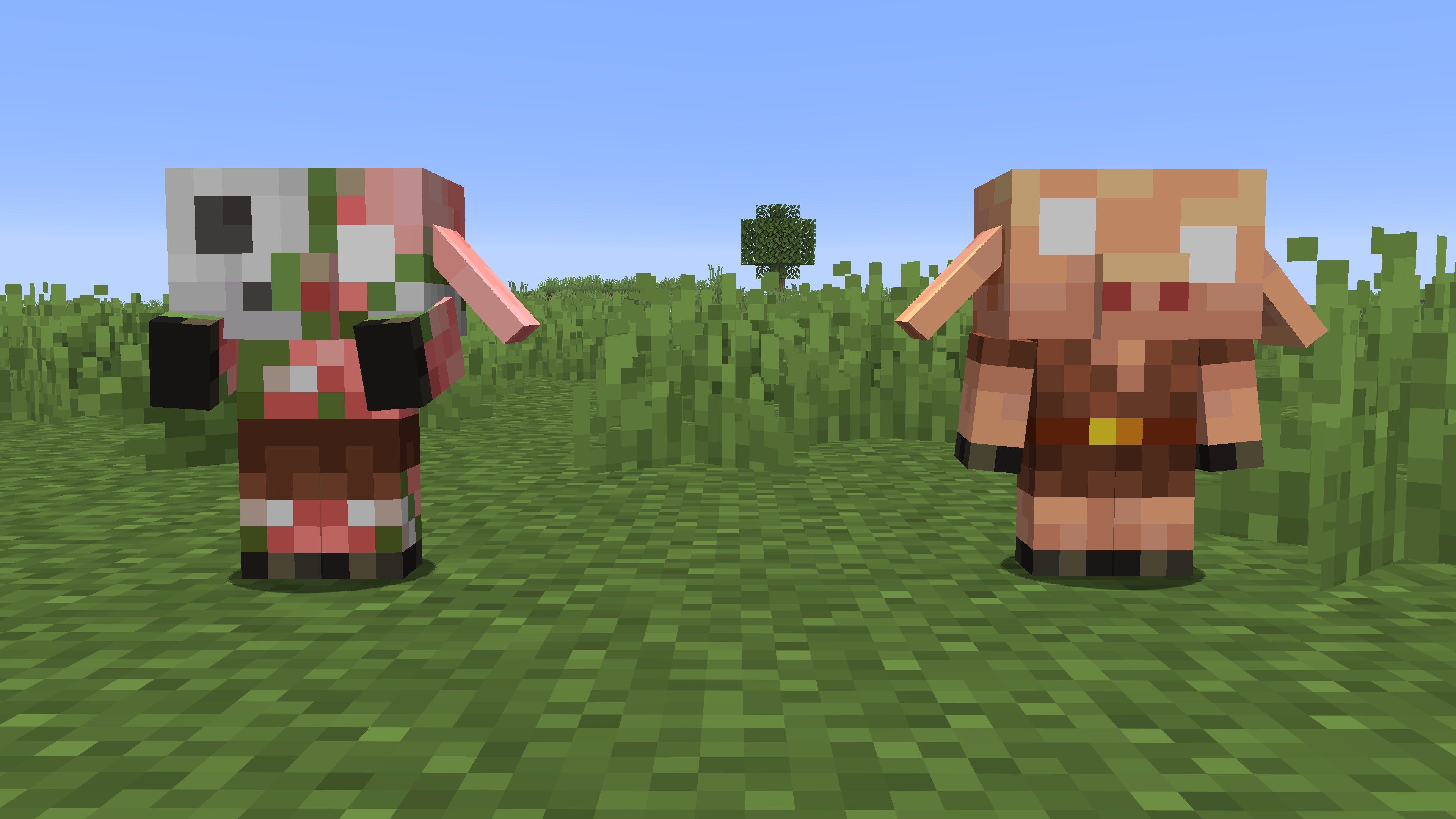 This image shows the new textures for the Baby Piglins, showing their larger eyes that are included in the resource pack.