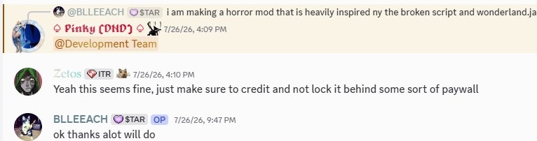 permisson from the broken script discord staff saying i can use their sound