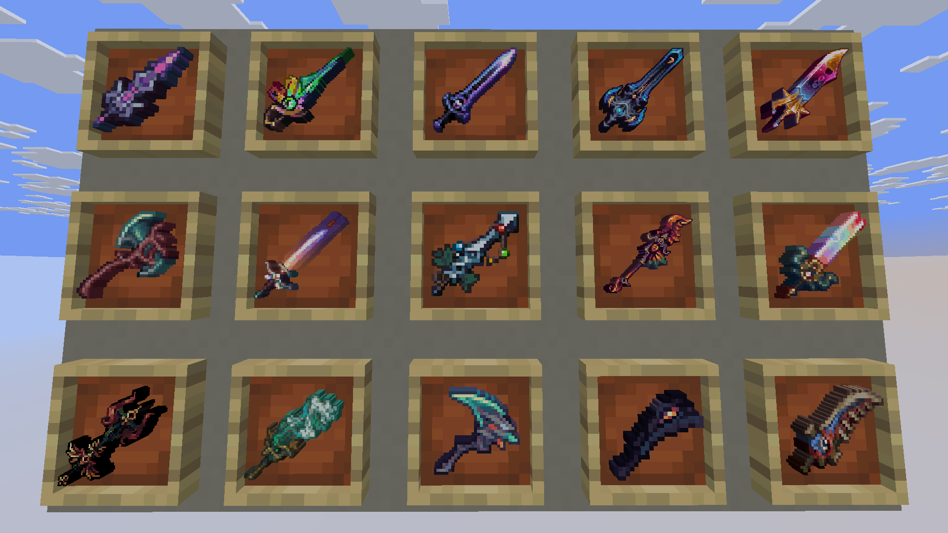 на изображении представлены только 15 мечей из 112 мечей/The image shows only 15 swords out of 112 swords