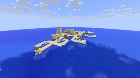 A desert village alone on the ocean surface.