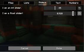 sliders in a config library