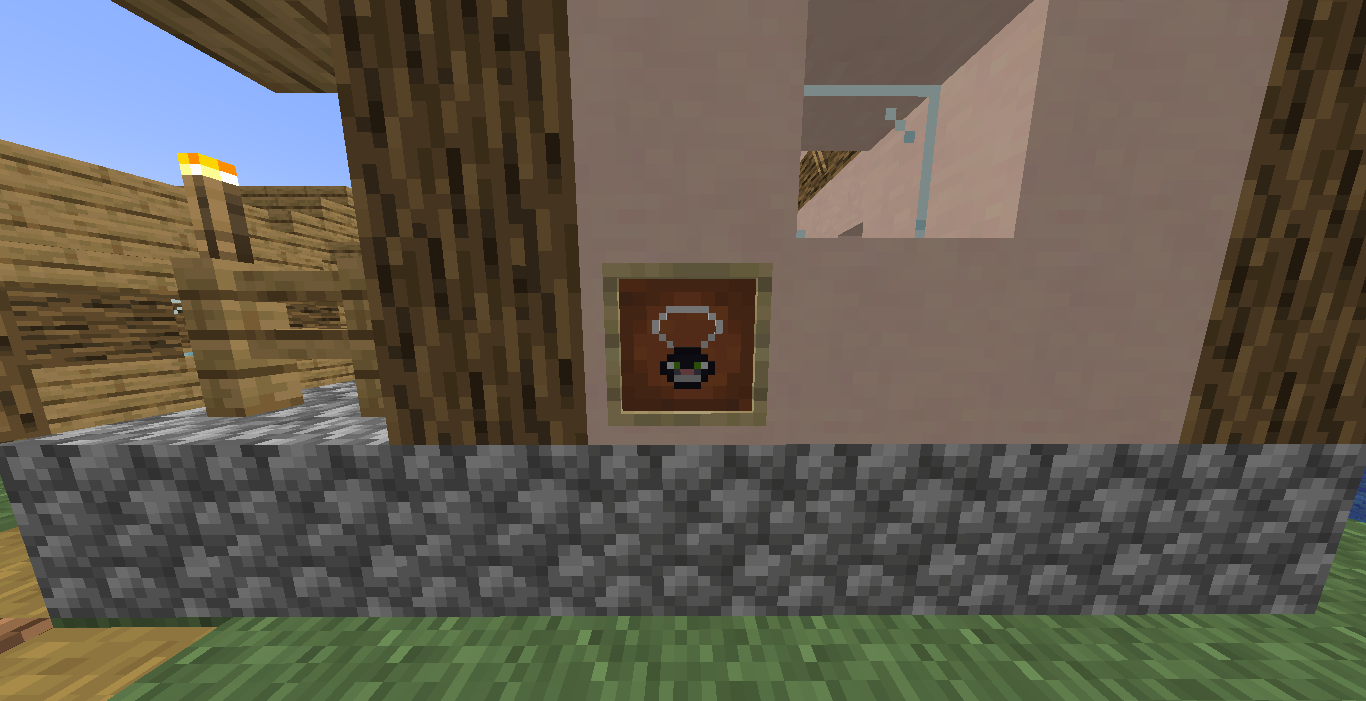 The Cat Charm in an item frame in a village