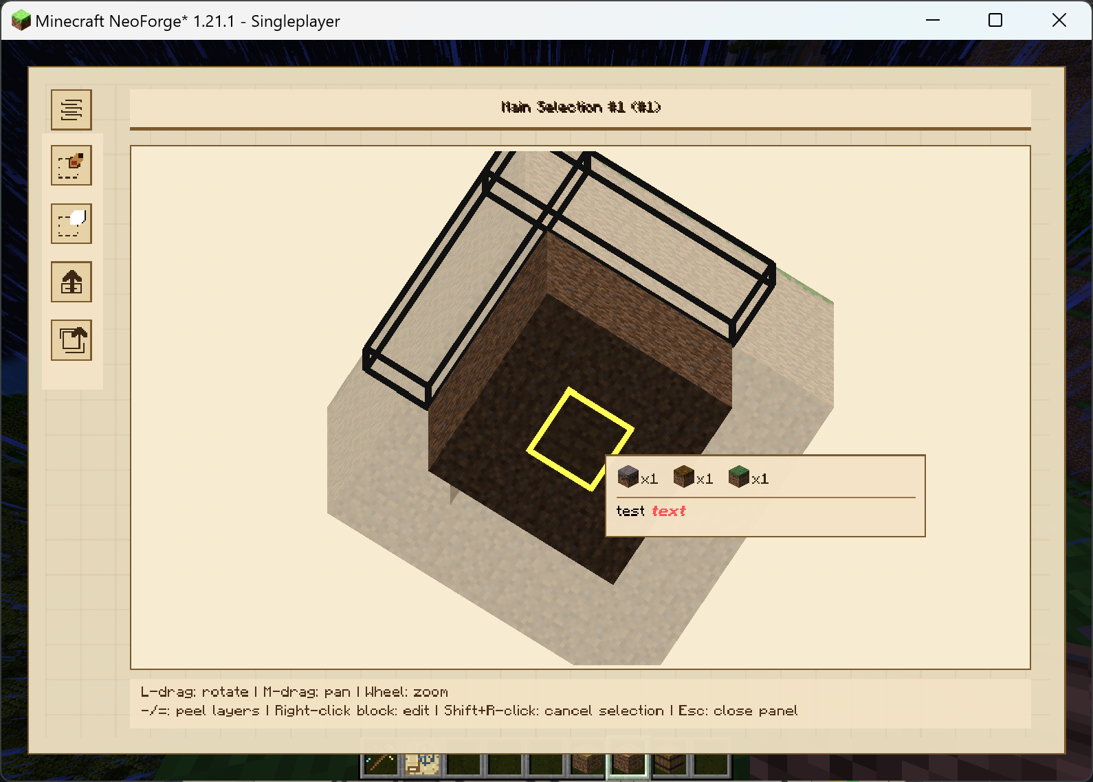 A sample showing the inventory of a barrel