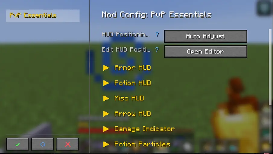 Shows the config screen