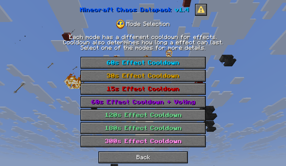 Minecraft Chaos Datapack Mode Menu