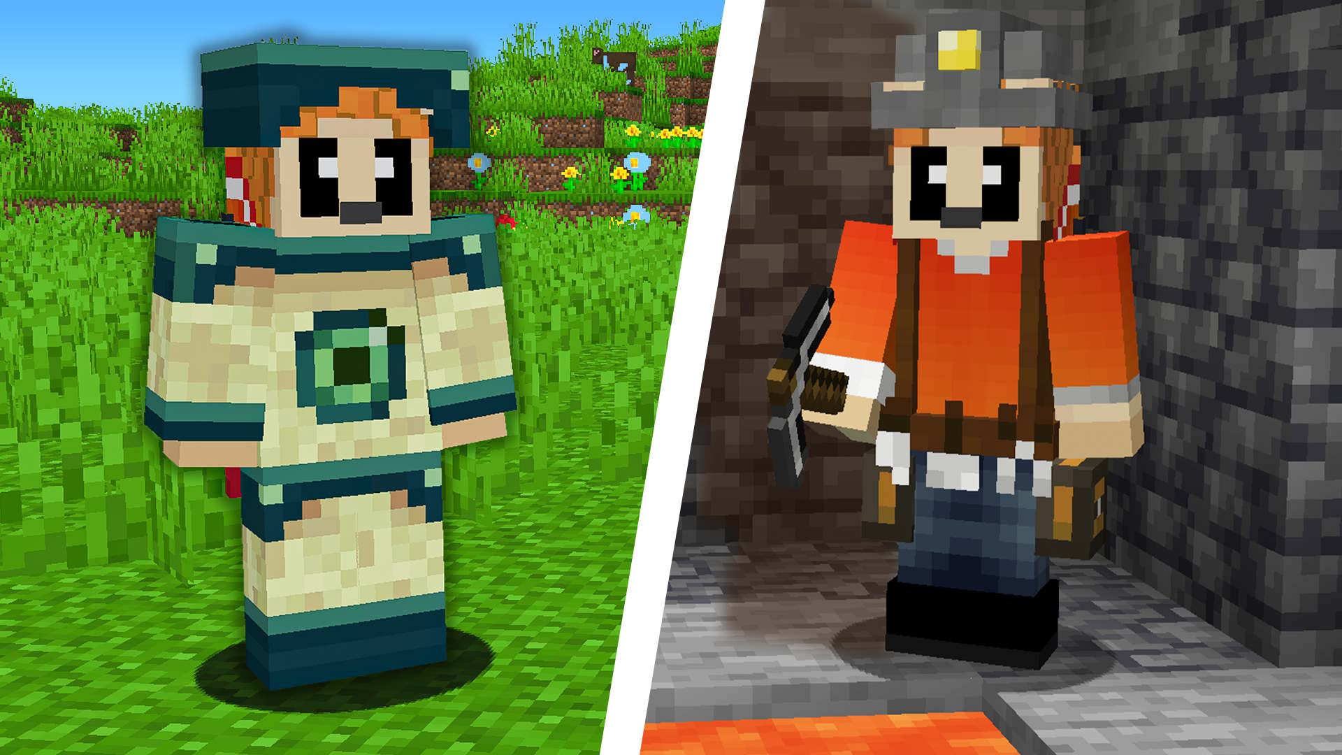 An End-themed armor and a Miner armor set