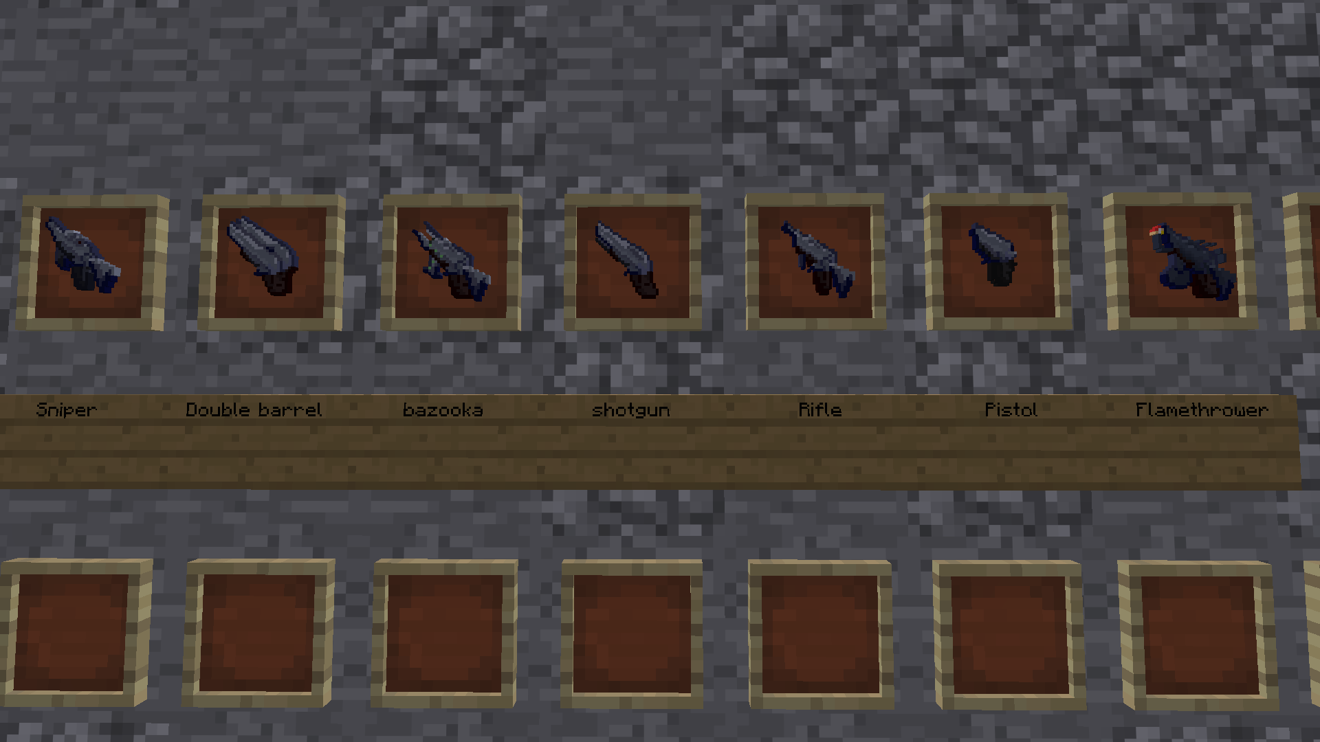 All Avaliable weapons beside knife as of version 1.0 release