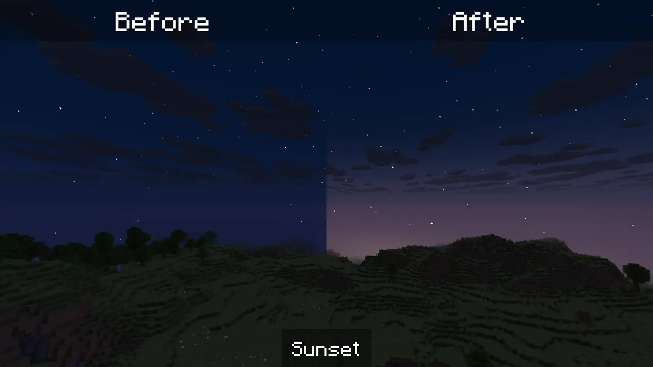 Before and After of the Sunset with a longer transition