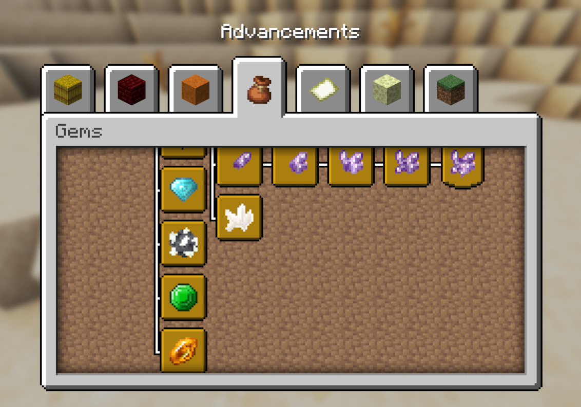 The Gems Advancement Tab