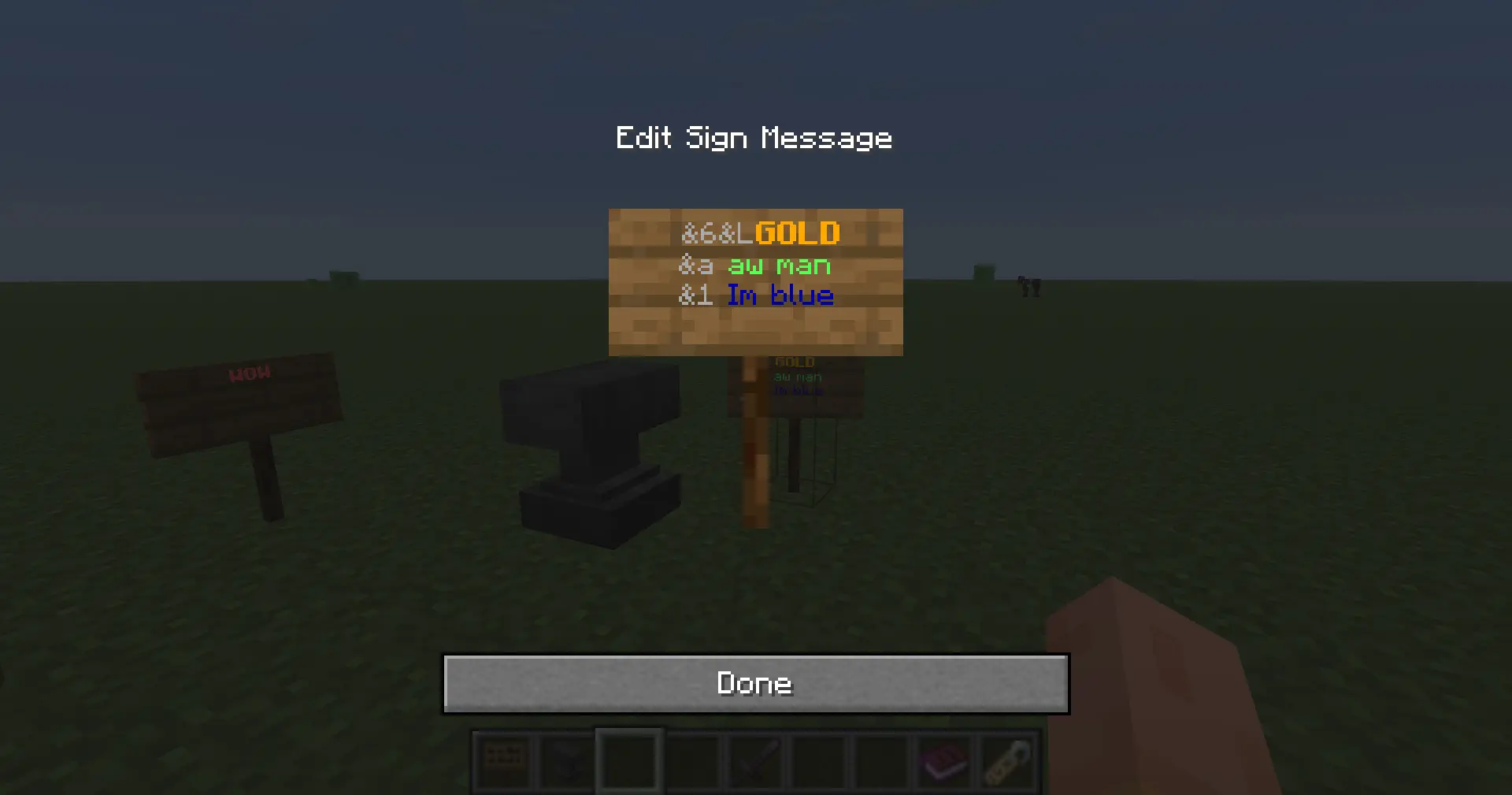 In game look of the mod functionality on signs