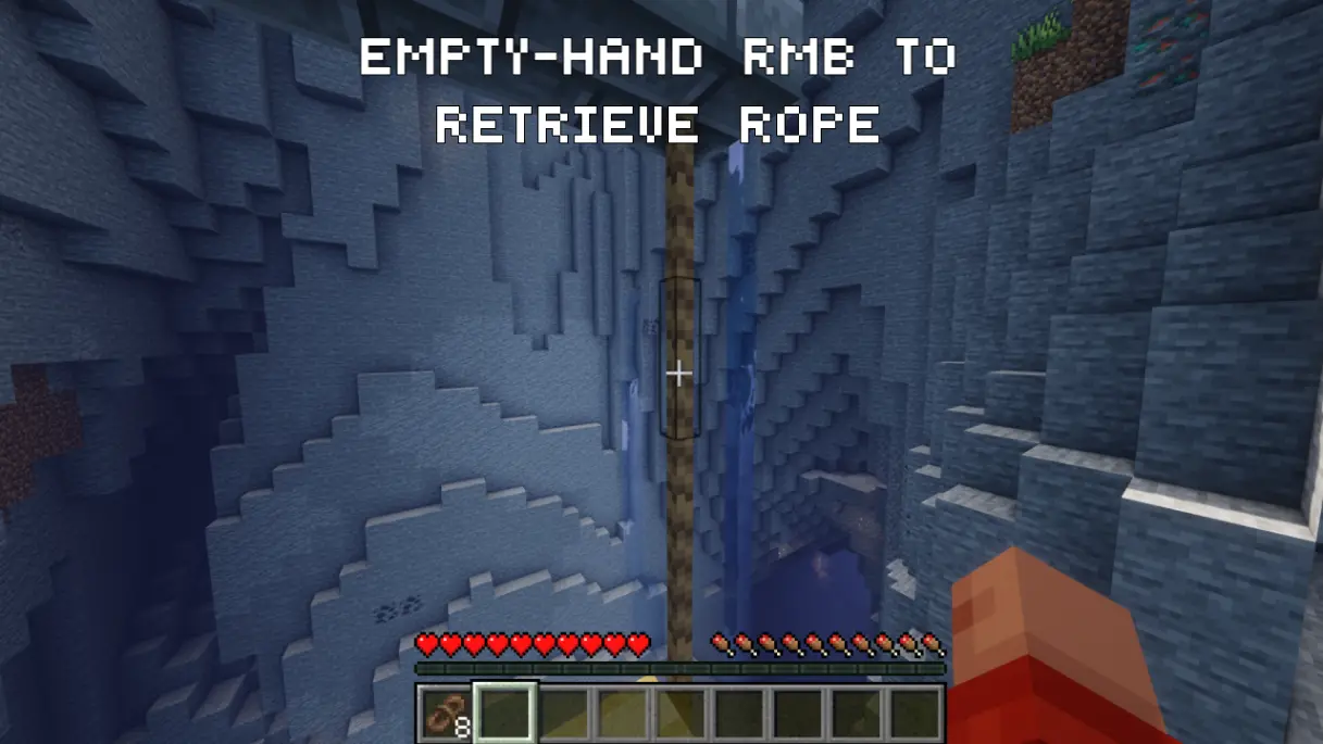 Empty-hand RMB to retrieve rope