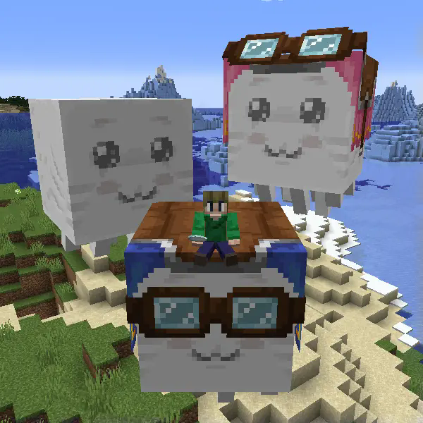 3 happy ghasts being silly!!!!!!