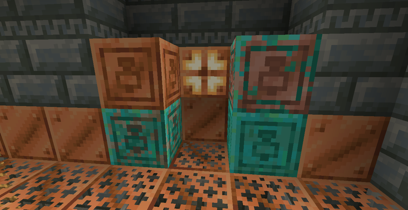 Chiseled Copper blocks in all oxidation stages