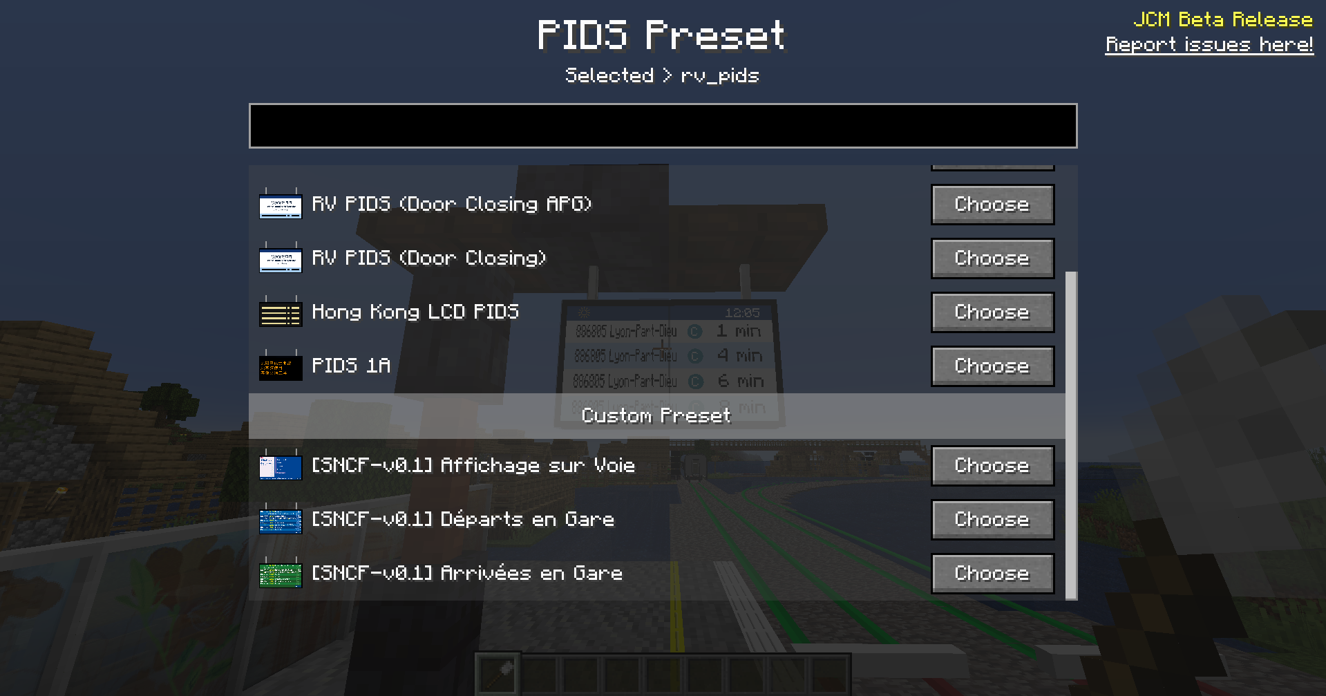 PIDS Preset Category